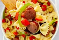 Hearty 20 Minute Kielbasa Pepper Pasta
