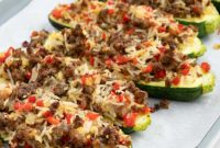 Ground Beef and Rice Stuffed Zucchini Boats