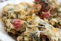 Cheesy Chicken Spinach Pasta Bake