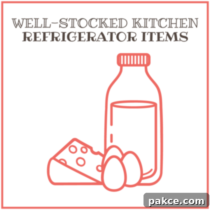 Well-stocked kitchen: Refrigerator Items