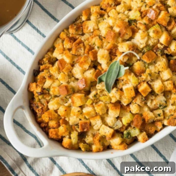 Free Smart Thanksgiving Meal Planner with Dynamic Shopping List 2 Stuffing garnished with sage.