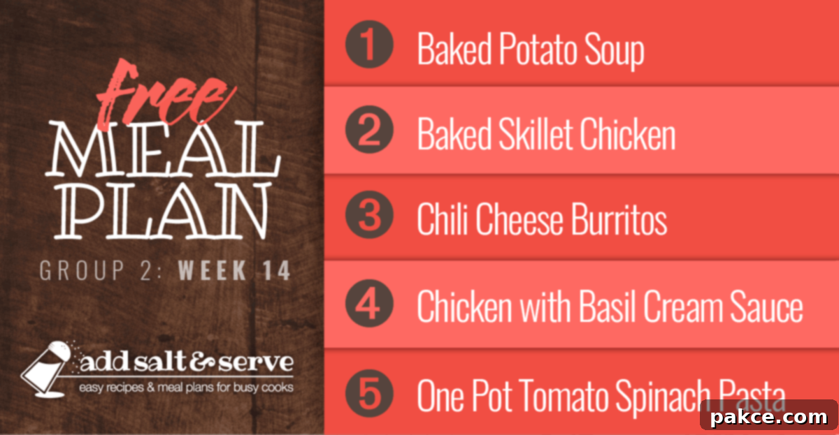 List of meals in week 14 group 2 meal plan