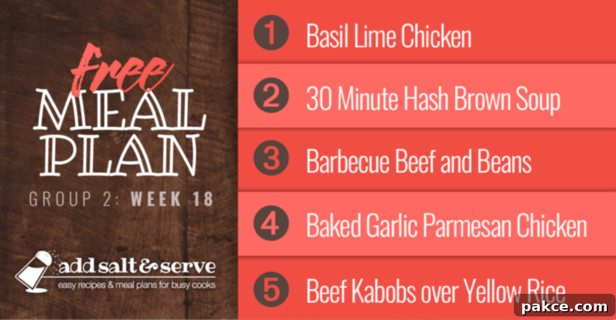 List of recipes in meal plan 18 group 2