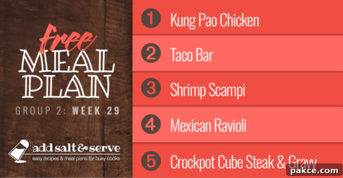 List of recipes in Week 29 meal plan