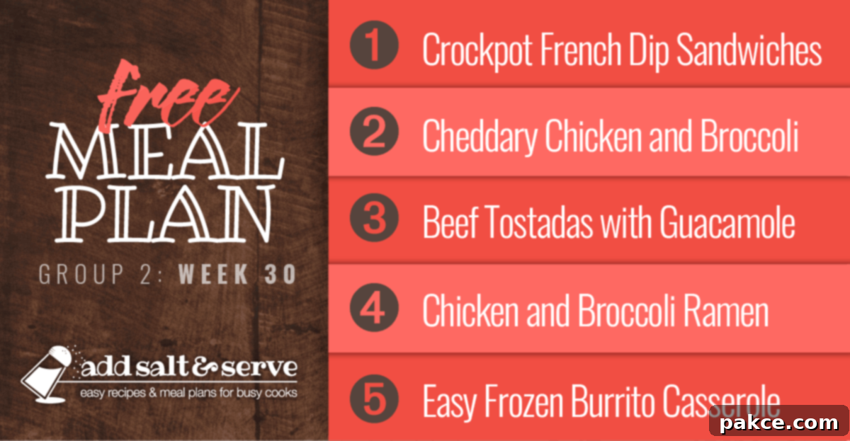 List of recipes in Week 30 (Group 2) Meal Plan
