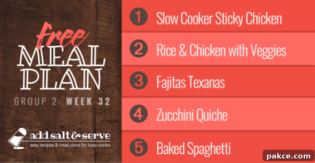List of Recipes in Meal Plan for Week 32 (Group 2)