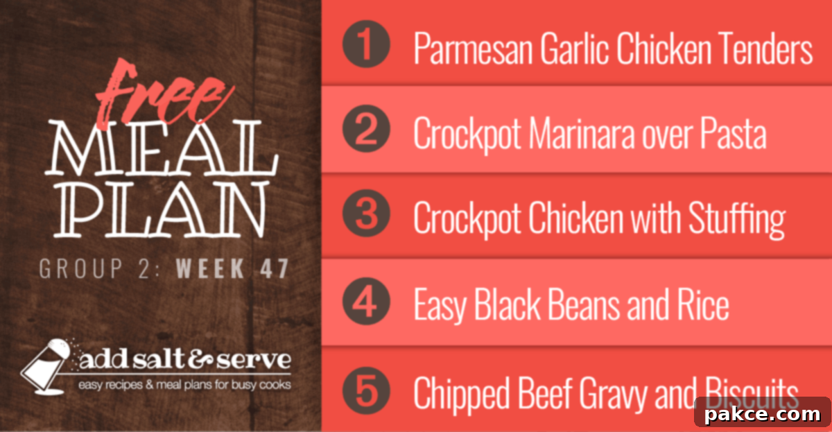 List of recipes in free meal plan for week 47, group 2.