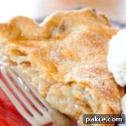 Warm Apple Pie Bliss 2 Slice of apple pie with top crust and a scoop of vanilla ice cream with a fork