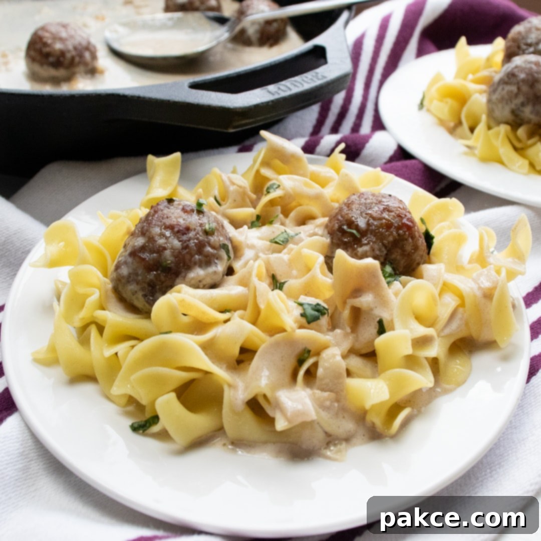 Creamy Balsamic Meatballs, garnished and ready to serve
