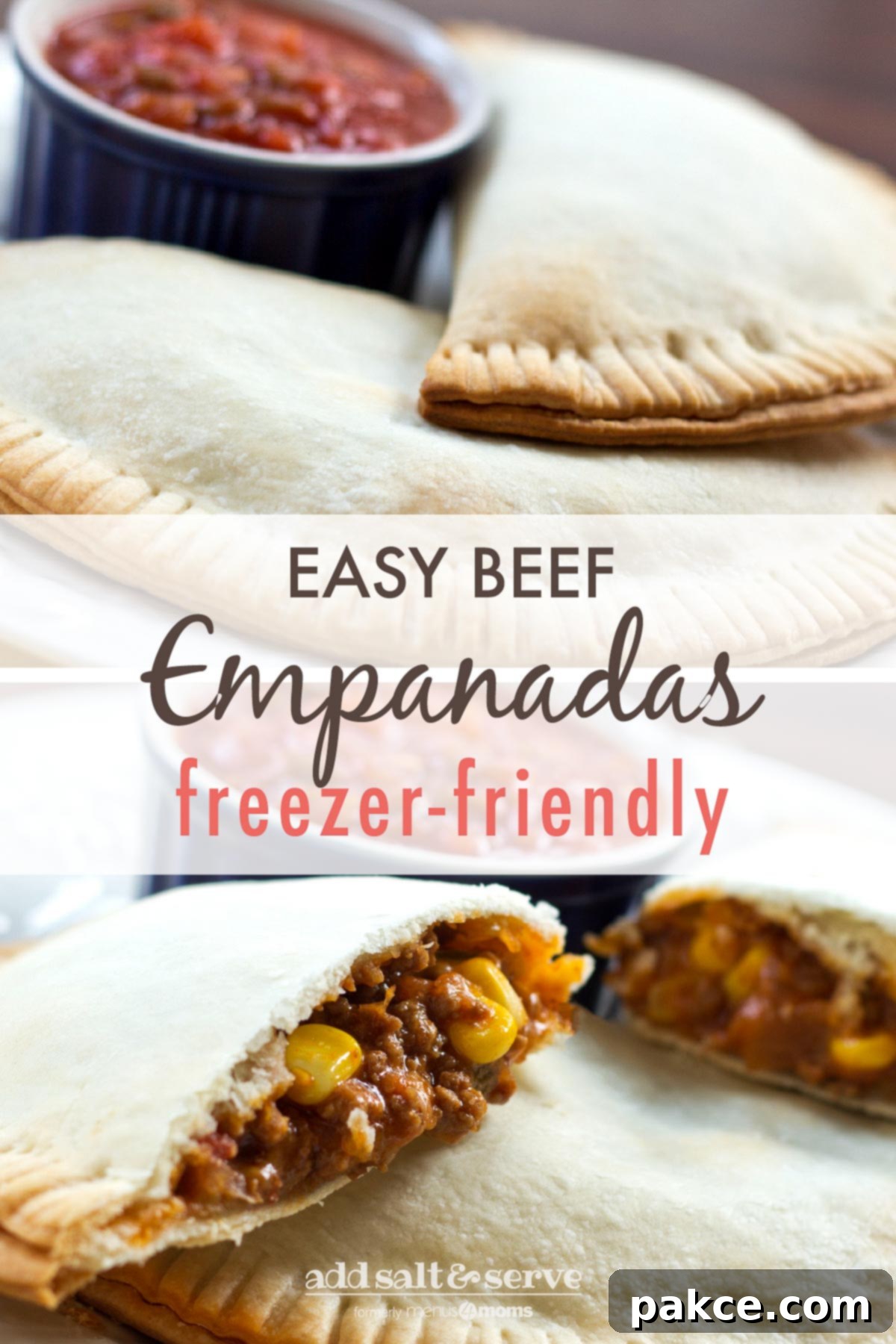 Corn and ground beef empanadas with salsa