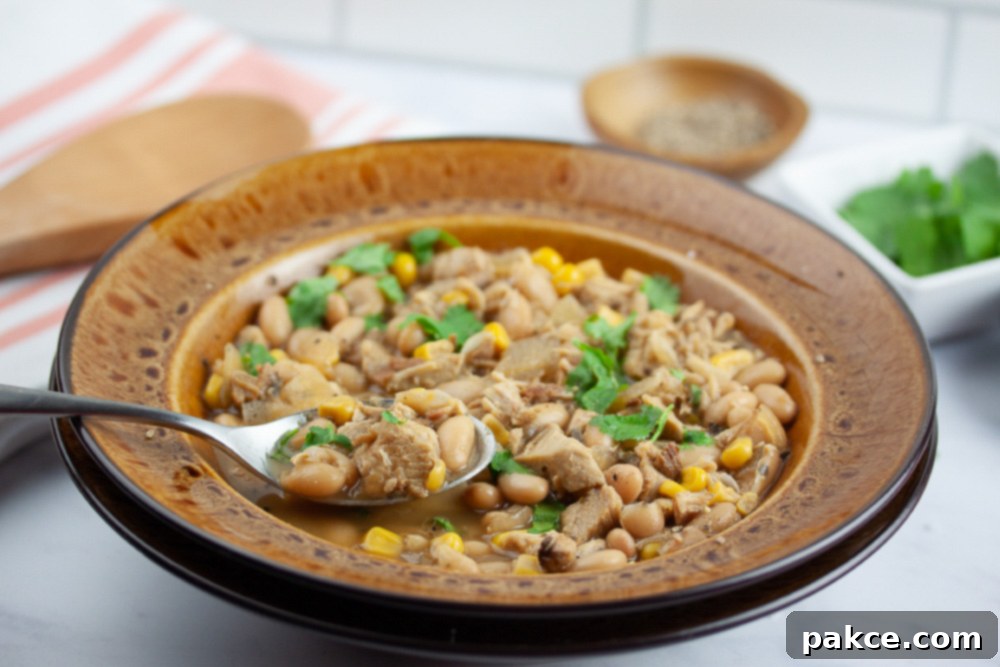 white chicken chili with cilantro