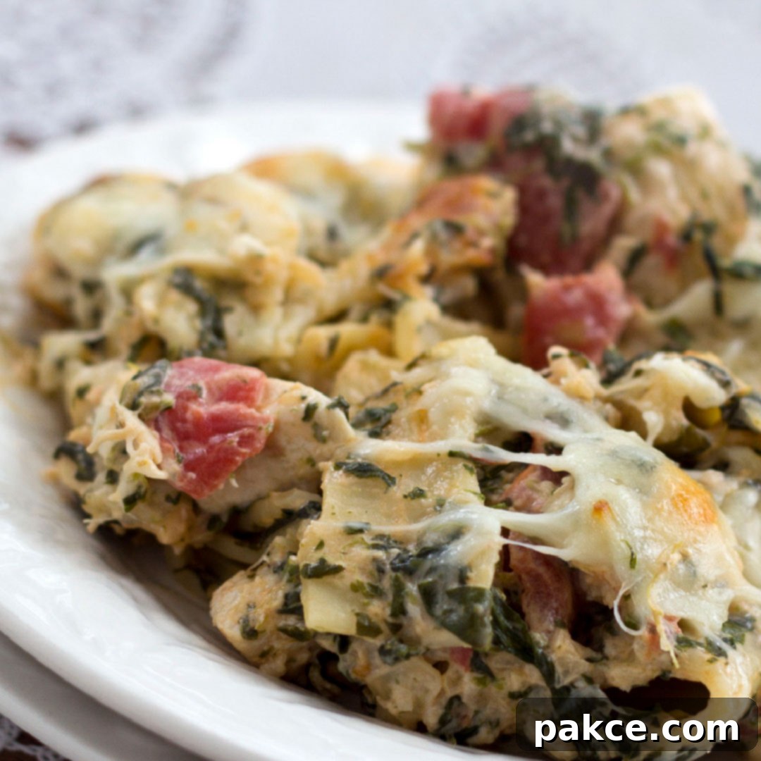 Delicious Cheesy Chicken and Spinach Pasta Bake