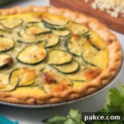 Golden Zucchini Cheese Quiche 8 Baked zucchini quiche, golden brown and perfectly set.